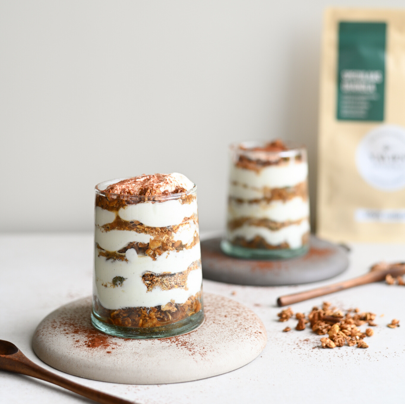 Healthy tiramisu with XAVIES' Granola